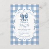 Niedlich Blue Bow Ribbon Gingham Raffle Diapper Begleitkarte (Vorderseite)