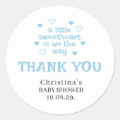 Niedlich Blue Boy Baby Shower Classic Round Sticke Runder Aufkleber (Vorderseite)