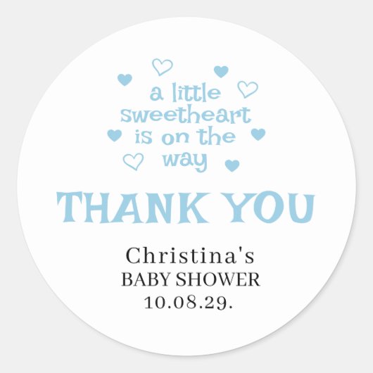 Niedlich Blue Boy Baby Shower Classic Round Sticke Runder Aufkleber (Vorderseite)