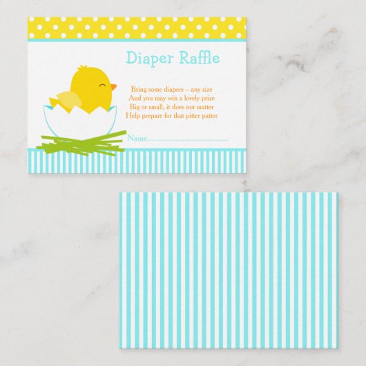 Niedlich Blue Boy Chick Diaper Raffle Begleitkarte (Vorne/Hinten)