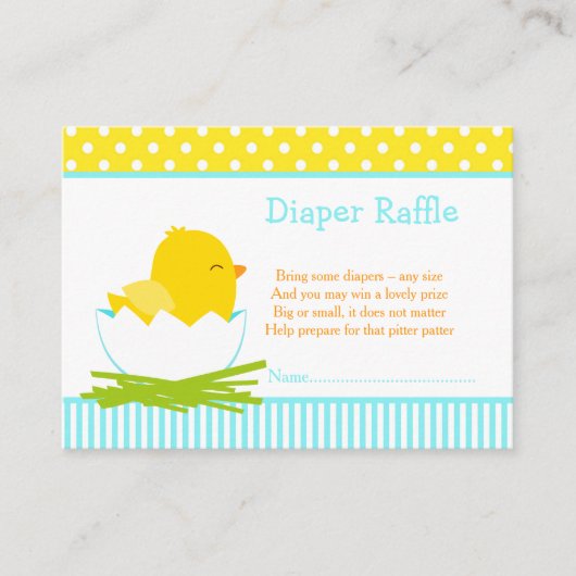 Niedlich Blue Boy Chick Diaper Raffle Begleitkarte (Vorderseite)