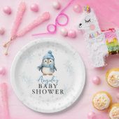 Niedlich Blue Boy Pinguin Winter Baby Dusche Pappteller (Party)