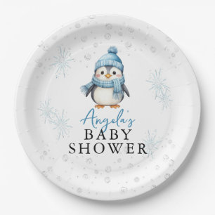 Niedlich Blue Boy Pinguin Winter Baby Dusche Pappteller