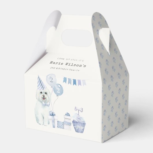 Niedlich Blue Boys Party Welpe Hund jedes Alter Ge Geschenkschachtel (Rückseite)