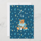 Niedlich Blue Boy's Teddy Bear Baby Shower Einladu Einladung (Rückseite)