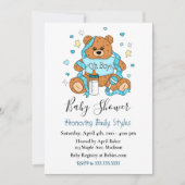 Niedlich Blue Boy's Teddy Bear Baby Shower Einladung (Vorderseite)