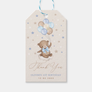 Niedlich Blue Brown Bären Balloons Geburtstag Viel Geschenkanhänger