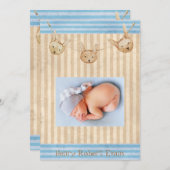 Niedlich Blue Bunny Baby Boy Birth Ankündigung (Vorne/Hinten)