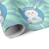 Niedlich Blue Bunny Boy mit Ostereier-Korb Geschenkpapier (Rolleneckpunkt)