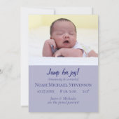 Niedlich Blue Bunny Rabbit Art Baby Boy Personalis Ankündigung (Rückseite)