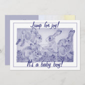 Niedlich Blue Bunny Rabbit Art Baby Boy Personalis Ankündigung (Vorne/Hinten)