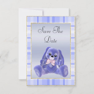 Niedlich Blue Bunny Save the Date Baby Dusche