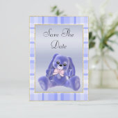 Niedlich Blue Bunny Save the Date Baby Dusche (Stehend Vorderseite)
