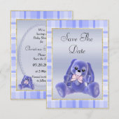 Niedlich Blue Bunny Save the Date Baby Dusche (Vorne/Hinten)