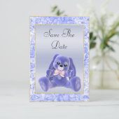 Niedlich Blue Bunny Save the Date Baby Dusche (Stehend Vorderseite)