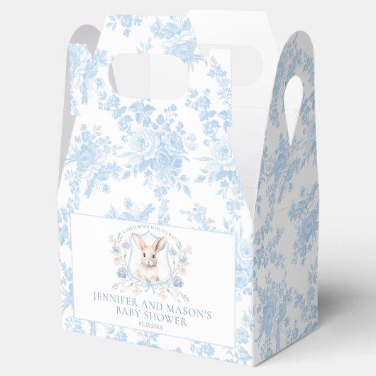 Niedlich Blue Bunny Wappen French Baby Boy Dusche Geschenkschachtel (Geöffnet)