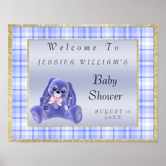 Niedlich Blue Bunny "Welcome" Poster (Vorne)