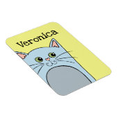 Niedlich Blue Cartoon Cat Personalisiert Magnet (Rechte Seite)