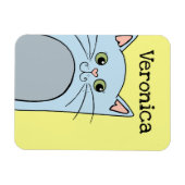 Niedlich Blue Cartoon Cat Personalisiert Magnet (Horizontal)
