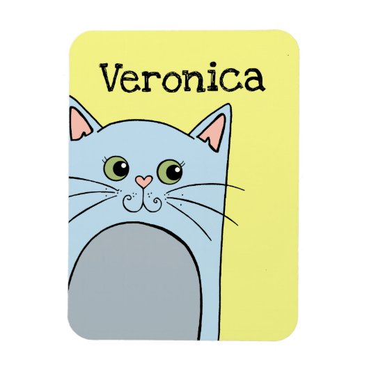 Niedlich Blue Cartoon Cat Personalisiert Magnet (Vertikal)