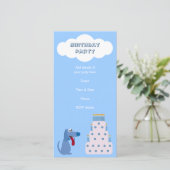 Niedlich Blue Cartoon Dog & Birthday Cake Einladun (Stehend Vorderseite)
