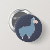 Niedlich Blue Cartoon Llama & White Dots Button (Vorne & Hinten)