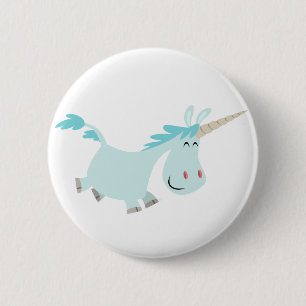 Niedlich Blue Cartoon Unicorn Button Abzeichen