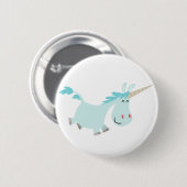 Niedlich Blue Cartoon Unicorn Button Abzeichen (Vorne & Hinten)