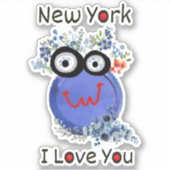 Niedlich Blue Character New York I Liebe You Aufkleber (Vorderseite)