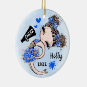 Niedlich Blue Cheerleader Girl Ornament Brown Hair (Rechts)