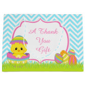 Niedlich Blue Chevrons Osterfest Bunny Easter Egg  Große Geschenktüte (Vorderseite)