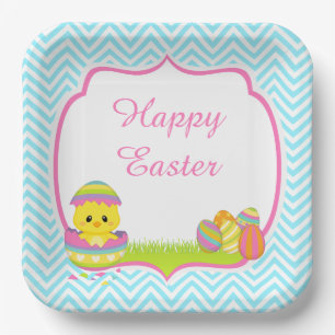 Niedlich Blue Chevrons Osterfest Easter Easter Eiz Pappteller