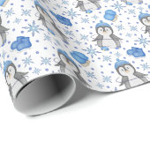 Niedlich Blue Christmas Ice Skaten Penguin Geschenkpapier (Rolleneckpunkt)
