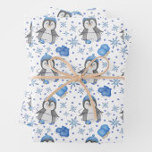 Niedlich Blue Christmas Ice Skaten Penguin Geschenkpapier Set (Beispiel)