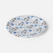 Niedlich Blue Christmas Ice Skaten Penguin Pappteller (Schrägansicht)