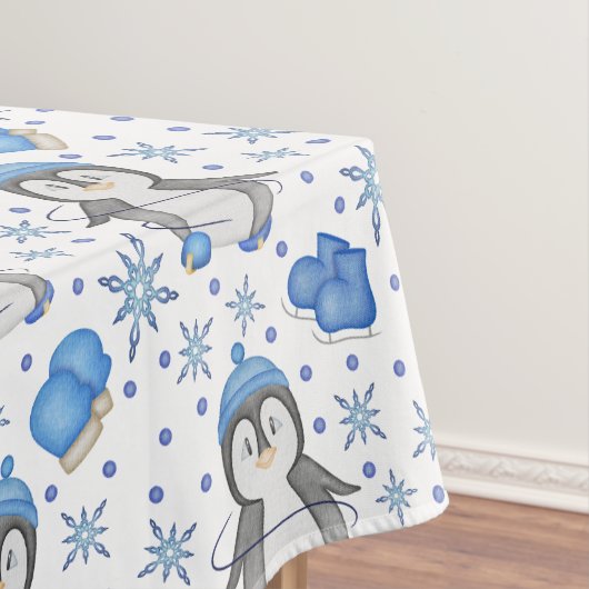 Niedlich Blue Christmas Ice Skaten Penguin Tischdecke (Beispiel)