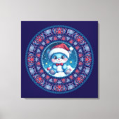 Niedlich Blue Christmas Kawaii Bear Dot Mandala Le Leinwanddruck (Vorderseite)