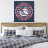 Niedlich Blue Christmas Kawaii Fox Dot Mandala Lei Leinwanddruck (Insitu (Schlafzimmer))