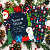 Niedlich Blue Christmas Party Santa & Snowman Einladung