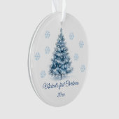 Niedlich Blue Christmas Tree Personalisiert Baby's Ornament (Vorderseite)