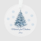 Niedlich Blue Christmas Tree Personalisiert Baby's Ornament (Vorderseite)