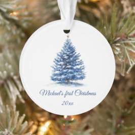 Niedlich Blue Christmas Tree Personalisiert Baby's Ornament