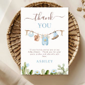 Niedlich Blue Clothesline Cactus Cowboy Baby Showe Dankeskarte