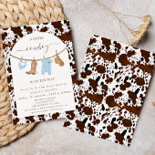 Niedlich Blue Clothesline Kuh Print Cowboy Baby Du Einladung