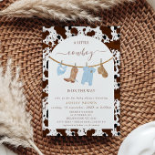Niedlich Blue Clothesline Kuh Print Cowboy Baby Du Einladung