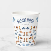 Niedlich Blue Cowboy Boots Hat Ride Wasserfarbe Na Pappbecher (Rückseite)