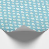 Niedlich Blue Daisies Blumenmuster Geschenkpapier (Ecke)