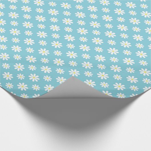 Niedlich Blue Daisies Blumenmuster Geschenkpapier (Ecke)