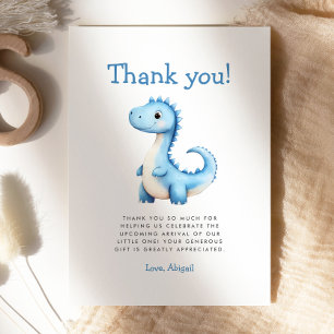 Niedlich Blue Dinosaur Baby Dusche Danke Karte