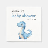 Niedlich Blue Dinosaur Baby Dusche Napkin Serviette (Vorderseite)